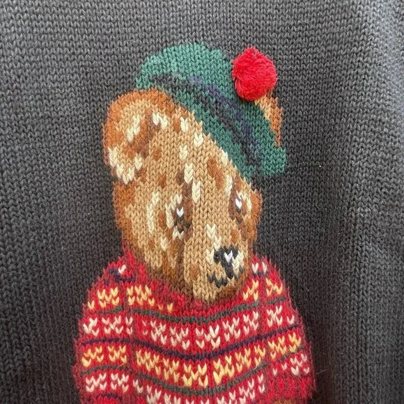 The Eagle's Eye Knit Sweater Womens Med Scottish Bear 1993 Grandma Cottage Core - Picture 3 of 11